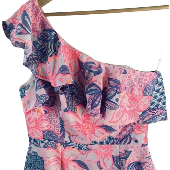 Lilly Pulitzer Kipton Romper Womens Size 4 Pink Isle Snappy Turtle NWT $218 - Picture 6 of 13